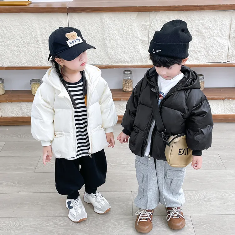 反季新款儿童保暖加厚中小童宝宝面包服男女童短款童装连帽外套潮