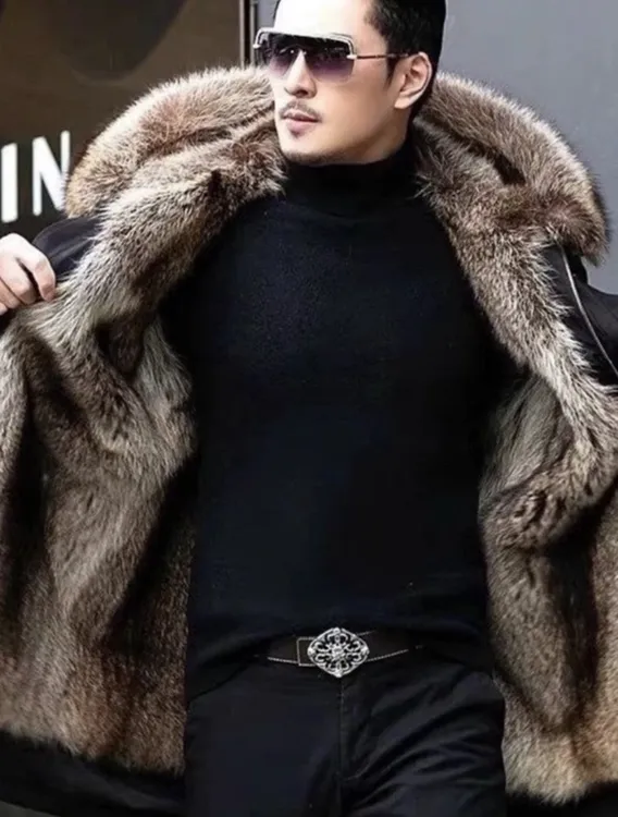 高端系列 -小浣熊中长款连帽男装休闲商务保暖御寒可拆两穿风衣