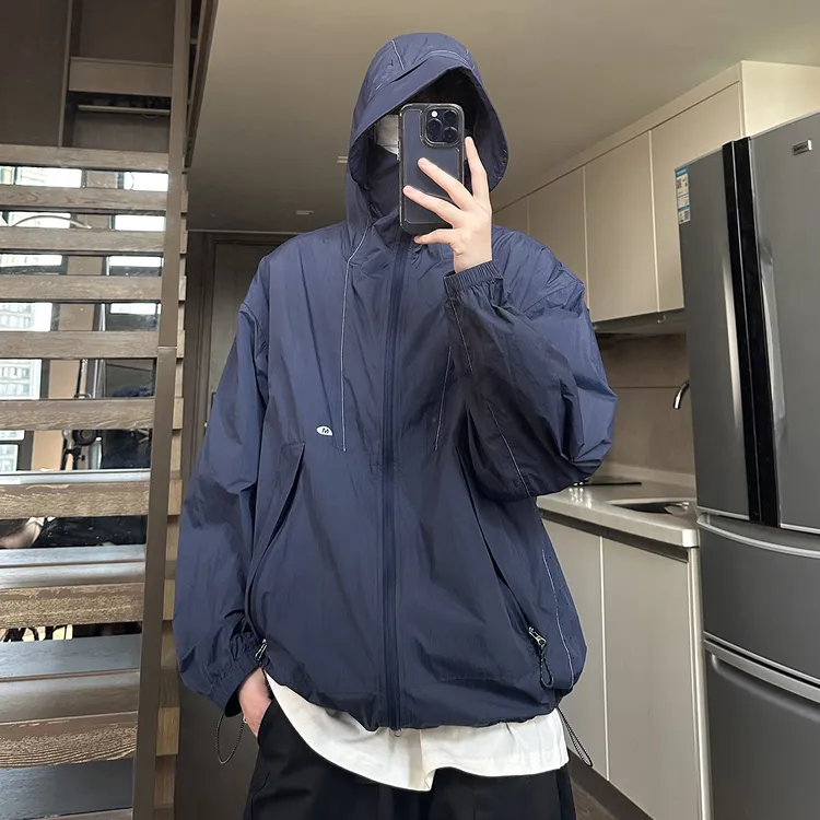 2024新款防晒服男士夏季薄款冰丝山系户外防晒衣宽松外穿撞色外套