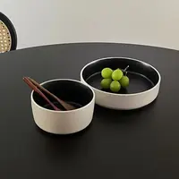 w201 极简陶瓷餐具哑光深盘磨砂米饭碗水果沙拉碗微瑕凑满20发货