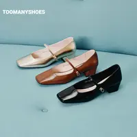 Toomanyshoes女鞋朝酒晚舞方头粗跟小香风单鞋复古玛丽珍