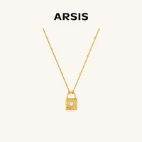 ARSIS纯真年代心锁时尚ins镶嵌金色爱心精致复古七夕礼物轻奢