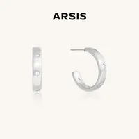 ARSIS星夜丝光星痕耳圈耳扣精致耳饰女光面素圈气质七夕礼物百搭