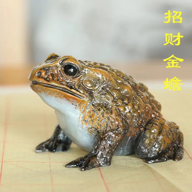 纯铜招财金蟾摆件桌面铜摆件家居饰品店铺开张招财蟾蜍工艺品包邮
