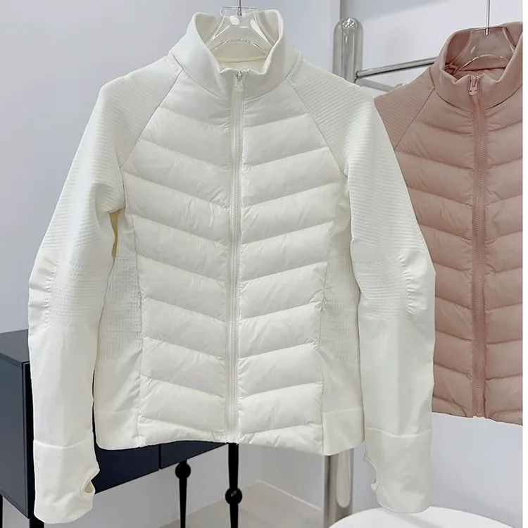 白鹅绒lulu秋冬运动户外高弹螺纹针织修身春季鹅绒瑜伽服外套