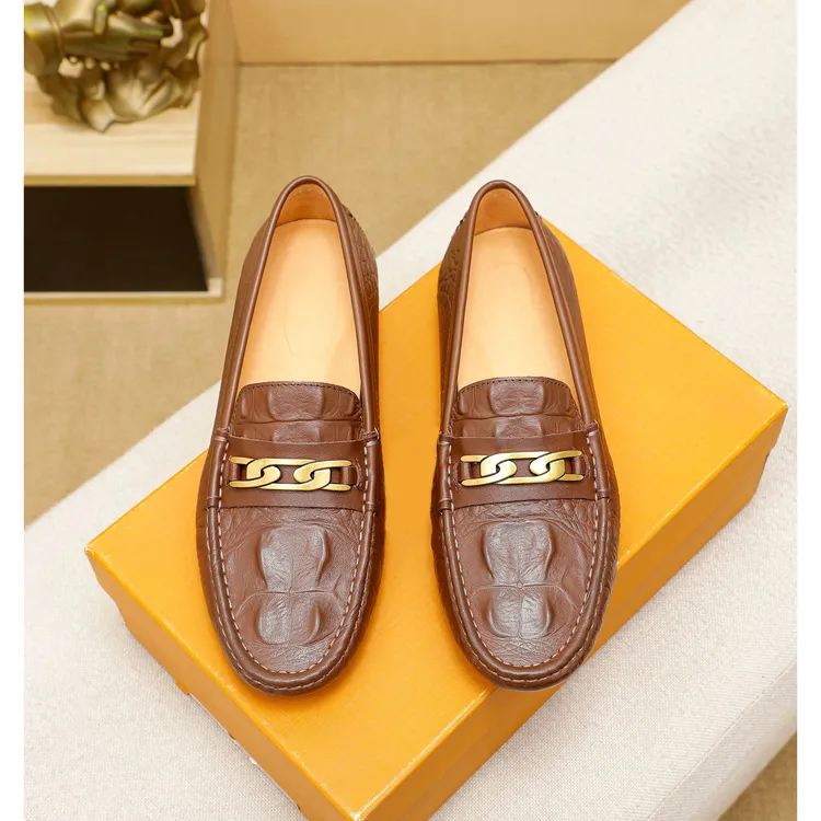 英伦休闲男鞋2025新款真皮鳄鱼纹豆豆鞋一脚蹬懒人鞋男士驾车鞋