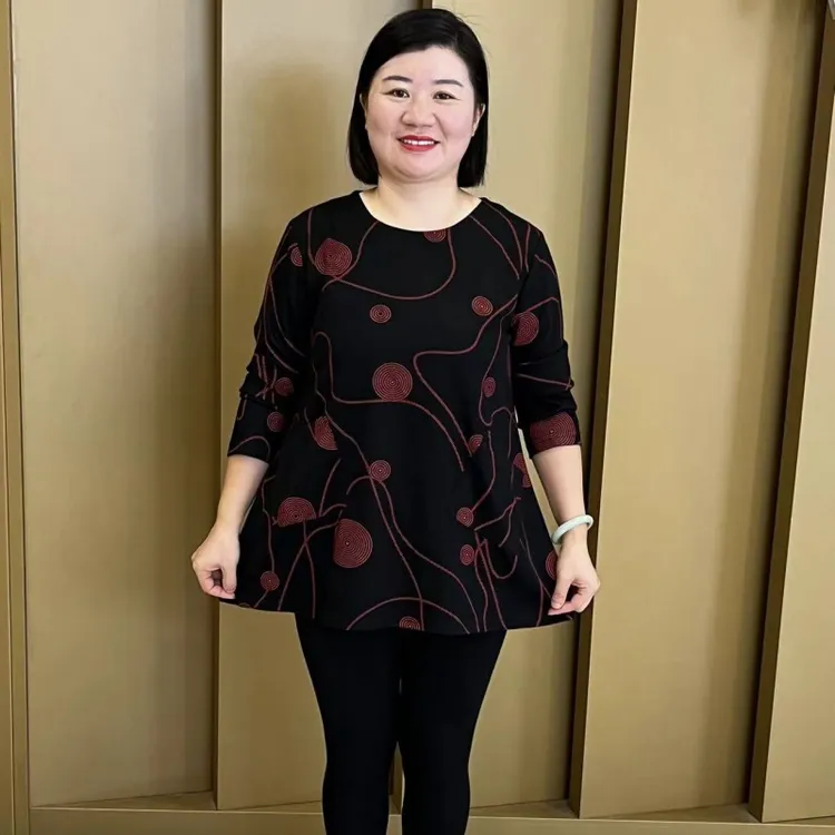A09春季新款加大加肥长袖T恤遮肉显瘦中长款打底衫