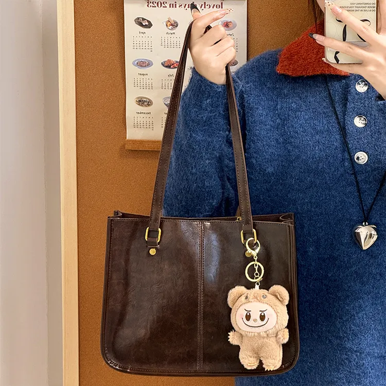 复古咖色时尚通勤腋下包包女2024新款冬季单肩包百搭高级感托特包