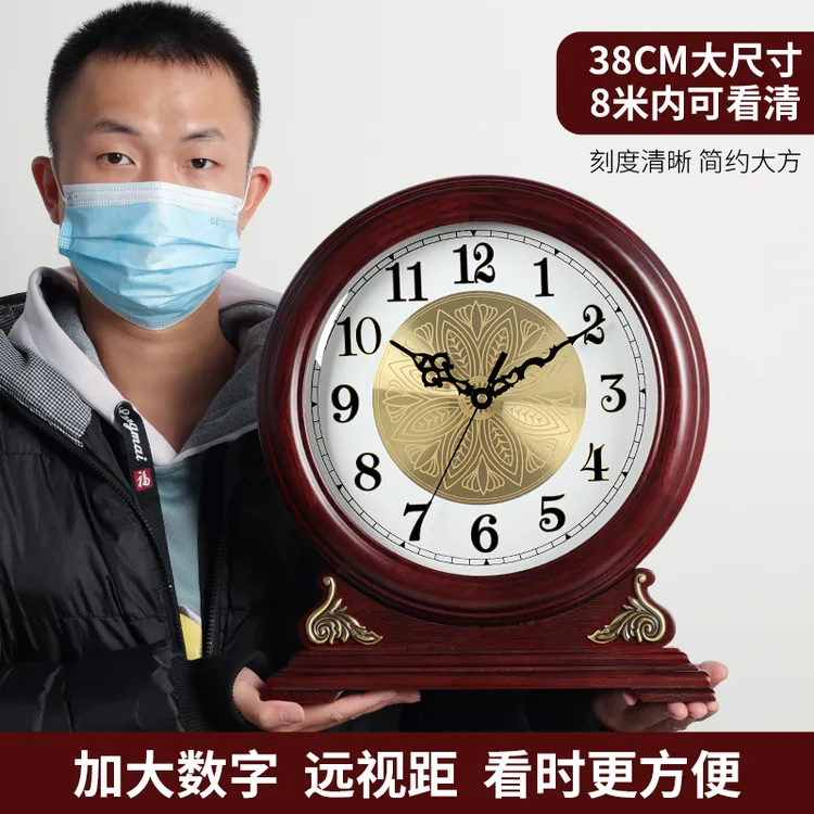 欧式复古大座钟客厅家用台面时钟实木装饰钟表静音奢华台钟HD208