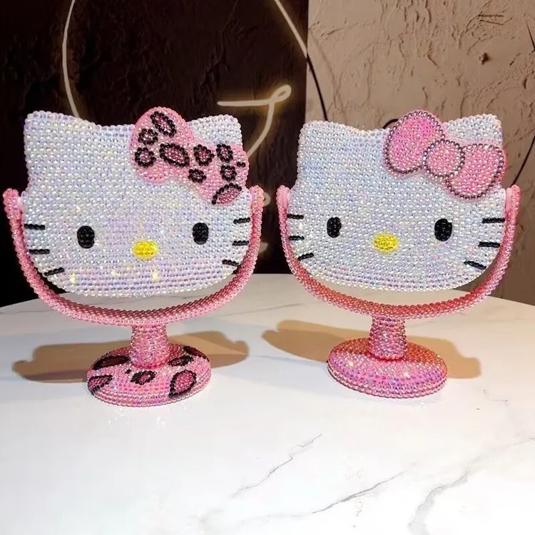 可爱卡通猫手持镜子手工DIY满钻台式桌面好玩心意满满钻好看