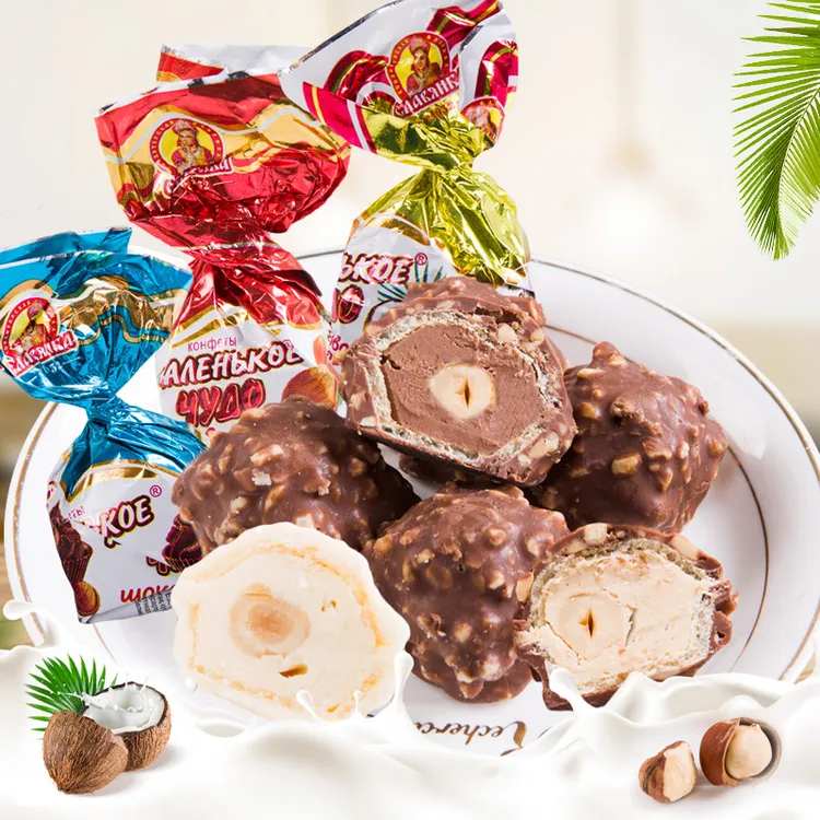 俄罗斯原装进口巧克力口味奶罐糖果新年批发装高端零食独立包装