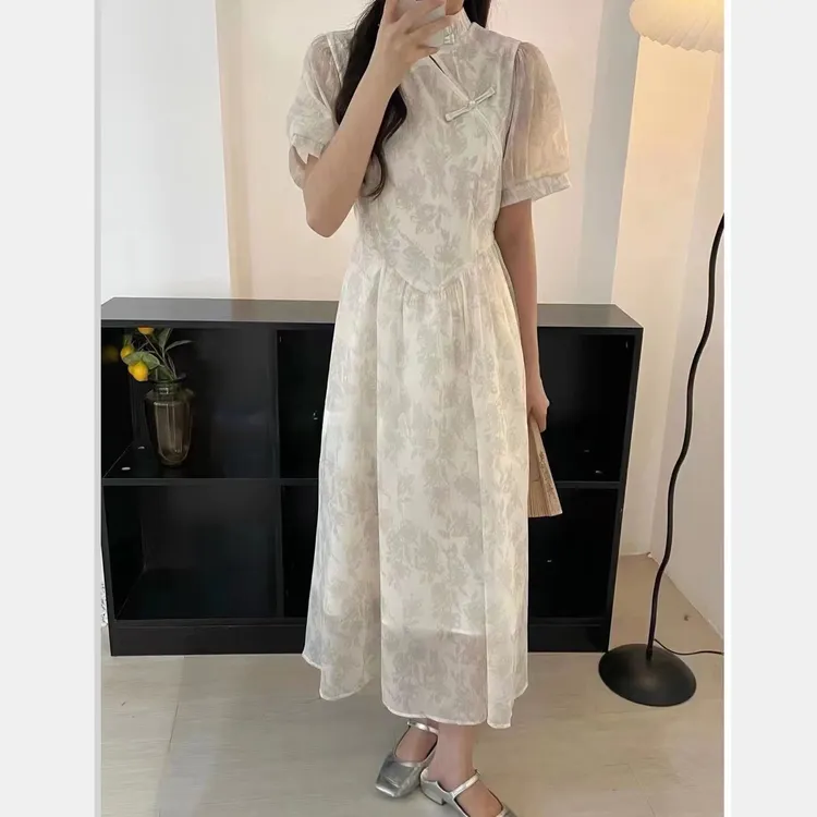 新中式汉元素国风连衣裙女夏季改良旗袍年轻款少女长裙子断码清货