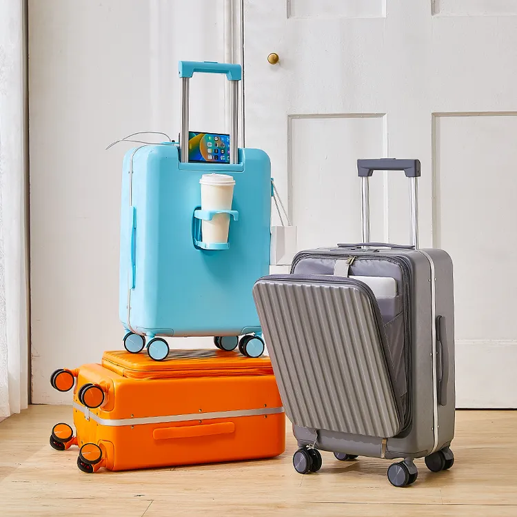 MKZK铝框前开盖登机高档女20寸侧开旅行密码箱大容量拉杆箱男24