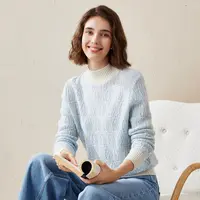 COMOBOCA/科蒙·博卡25秋冬半高领撞色针织毛衣厚款羊绒衫KSS1760