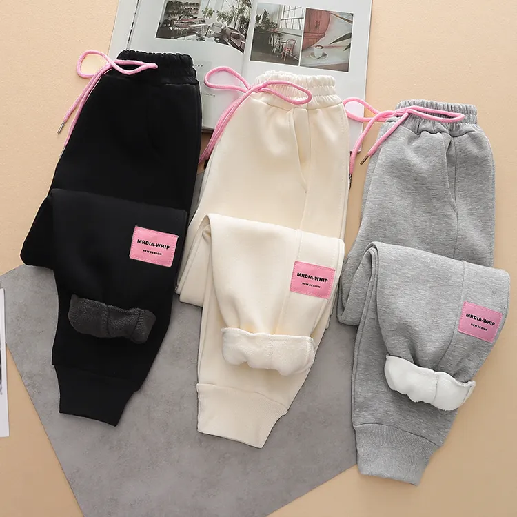 儿童女童秋款奥粒加绒卫裤秋冬加绒2023新款中大童运动休闲束脚裤