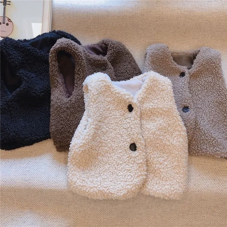秋冬装新款韩版女童羊羔毛加厚保暖马甲背心日系儿童宝宝马夹坎肩