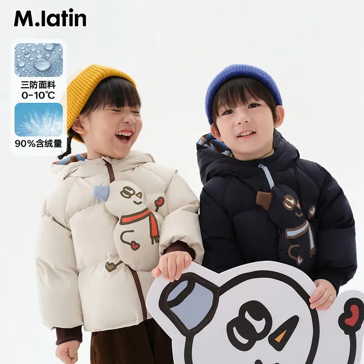 【达人专属】马拉丁童装儿童羽绒服冬装款女小童雪人造型肌理感短款羽绒服