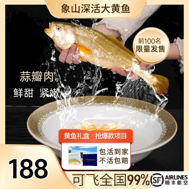 【东海活黄鱼礼盒】象山鲜活大黄鱼礼盒正宗深海黄花鱼358g新鲜包活