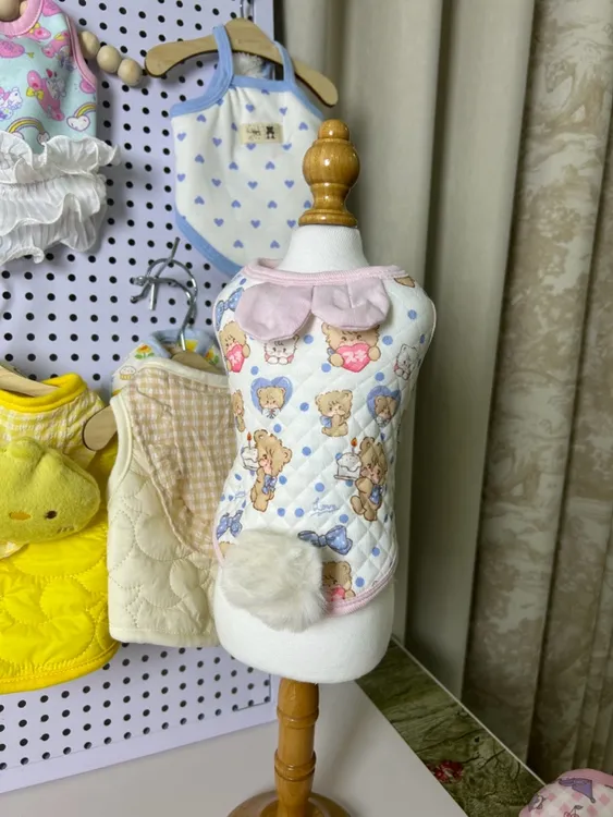 粉色兔子耳朵加绒加棉小背心居家服