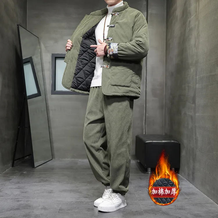 唐装男款冬季加厚保暖宽松中国风棉衣套装新中式男装国潮棉服外套
