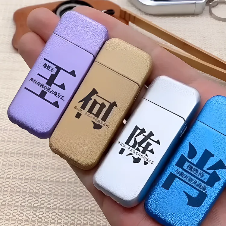 海豚刻字彩色金属磨砂超薄小巧充气打火机明火砂轮打火可定制姓氏