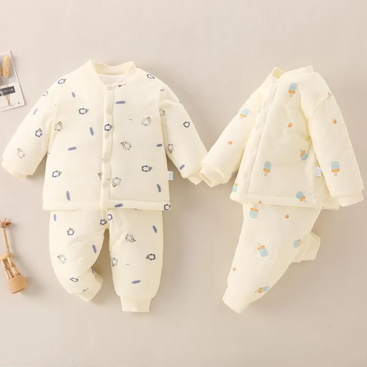 宝宝棉服套装秋冬婴儿纯棉保暖加厚分体夹棉睡衣男女儿童棉衣棉裤