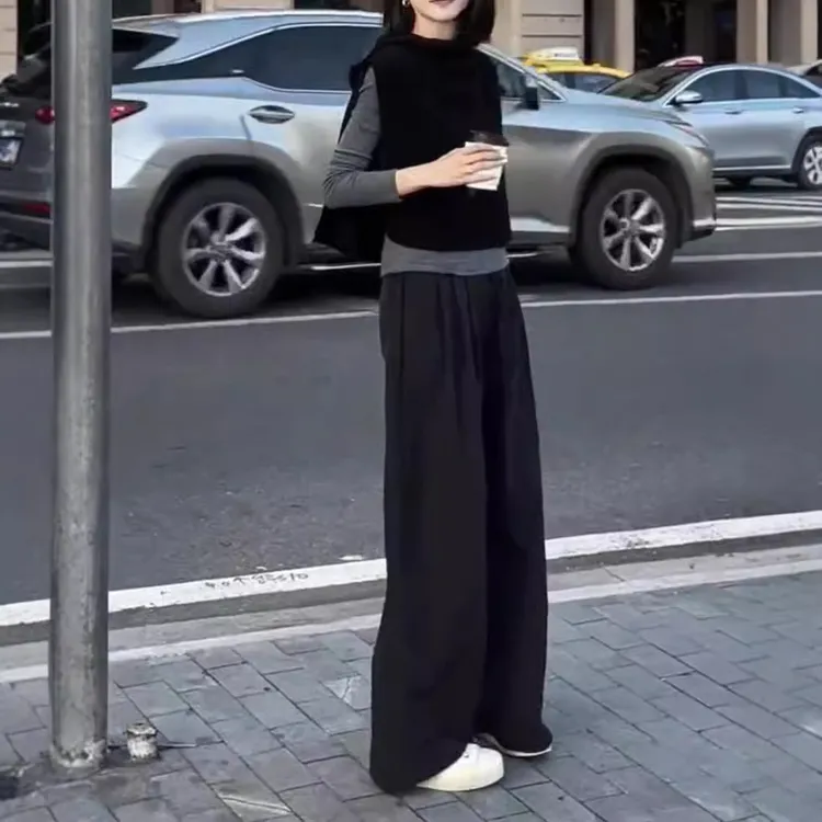 高级洋气小众潮流时髦慵懒风早秋网红爆款显气质瘦女士上衣+裤子