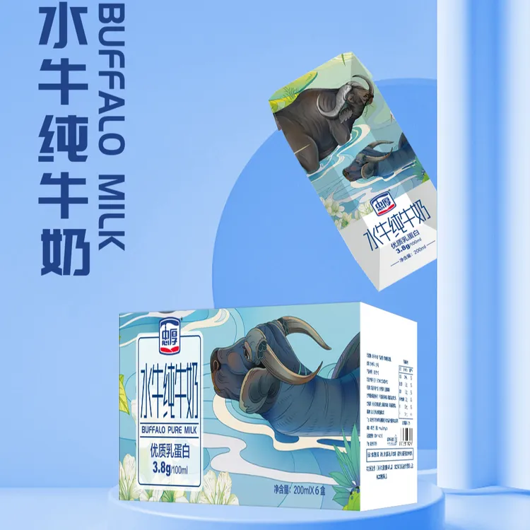 【新鲜日期】忠厚水牛奶纯牛奶200ml*6瓶3.8蛋白/130mg钙学生水牛奶