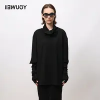 有尾YOUWEI小众百搭运动休闲显瘦黑色手套瑜伽高领套头衫Y1223406