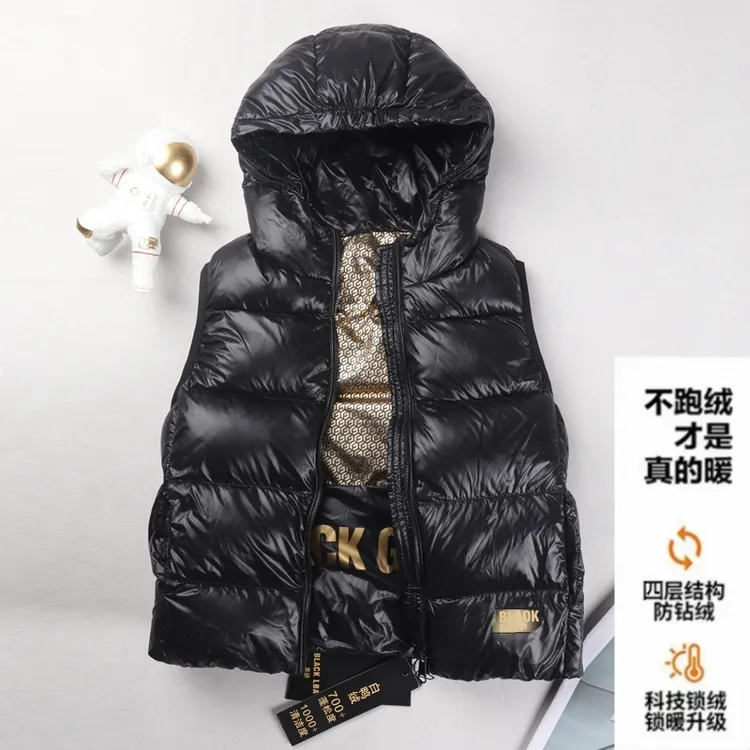 2023新款儿童羽绒马甲男童女童秋冬连帽背心中大童保暖马夹外套潮