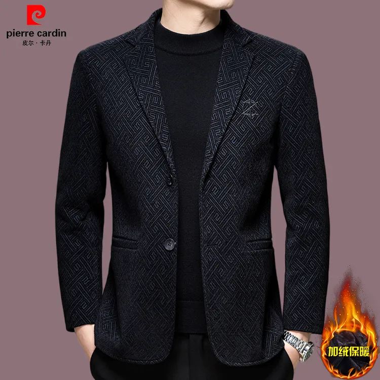 【皮尔卡丹】男士加厚西装高档中青年秋冬季保暖雪尼尔休闲西服加厚