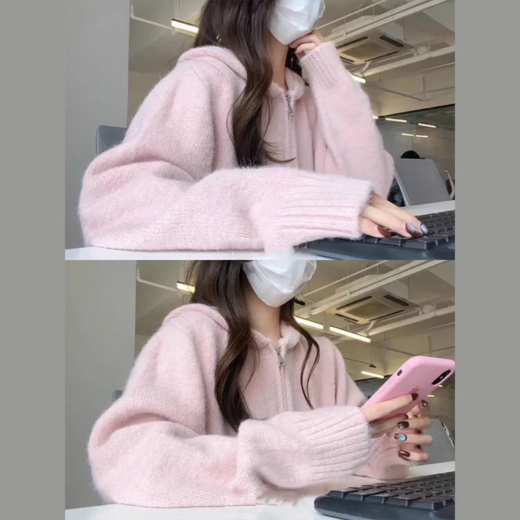 粉色毛衣外套女早秋2023新款慵懒风内搭针织开衫小个子H991