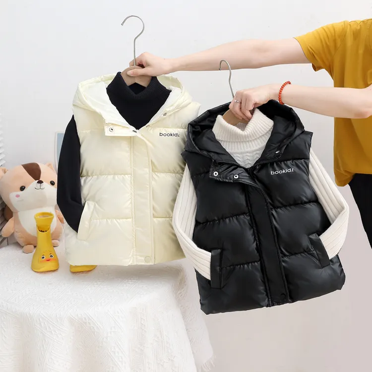 儿童装马甲秋冬外穿连帽男童女童中大童免洗加厚保暖马夹宝宝棉服