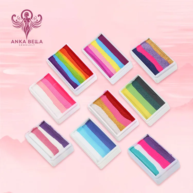 AnkaBella30g儿童脸部彩绘颜料彩虹条专业水溶性颜料热门色系图案
