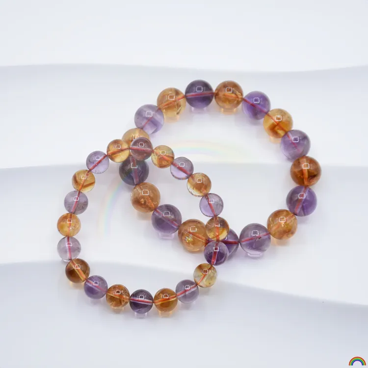 rwbuy品牌设计 天然巴西紫黄晶水晶手串男女款招财转运珠手链