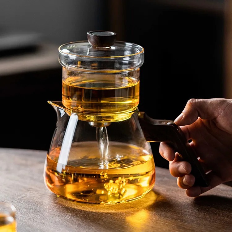 磁吸泡茶壶懒人自动泡茶器茶水分离过滤茶壶高档玻璃冲茶器