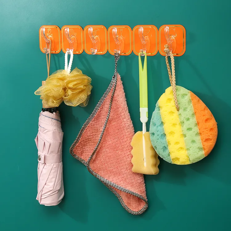 茉羽莲轻奢免打孔家用卫生间免钉粘贴挂钩无痕浴室强力排钩壁挂式