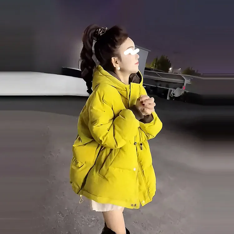 时尚连帽宽松棉服女春季百搭保暖外套韩版穿搭冬洋气宽松显瘦棉袄