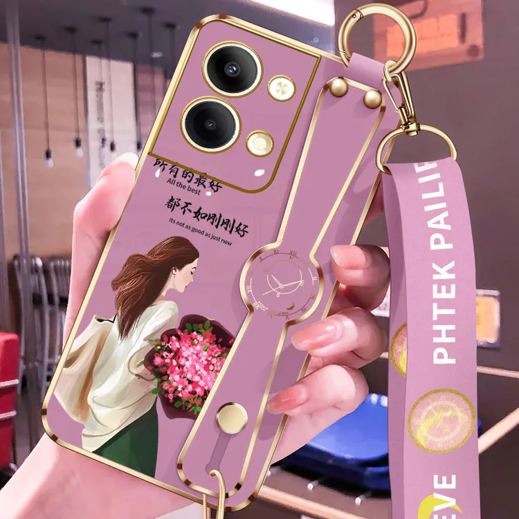 opporeno9手机壳新款reno9pro电镀刚好斜挎腕带挂绳reno9pro+硅胶