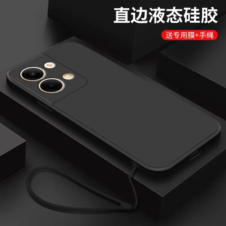 经典黑色opporeno9手机壳简约男新款液态硅胶Reno9Pro纯色防摔女