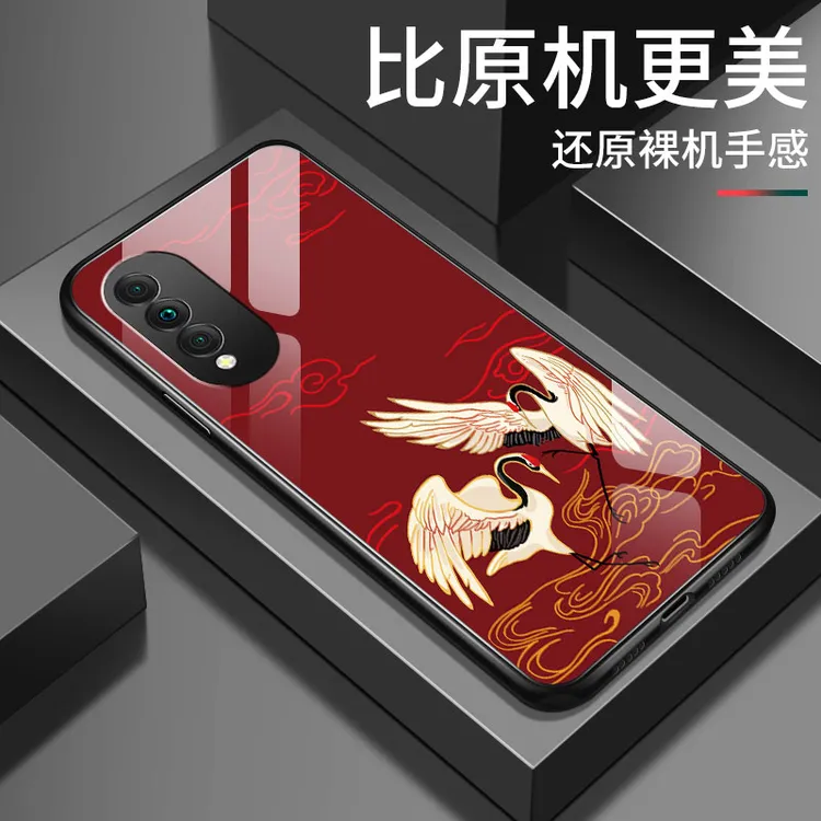 华为荣耀x20手机壳新款x10国潮仙鹤钢化玻璃honor网红情侣x10max