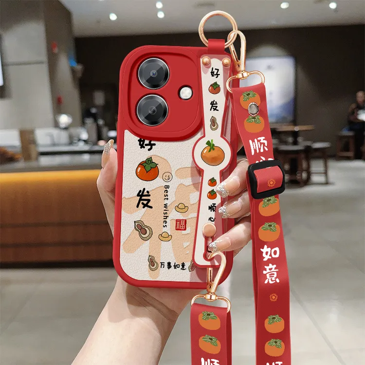 好柿发生oppoa3i手机壳A3i新款腕带小羊皮硅胶软壳斜挎挂绳保护套