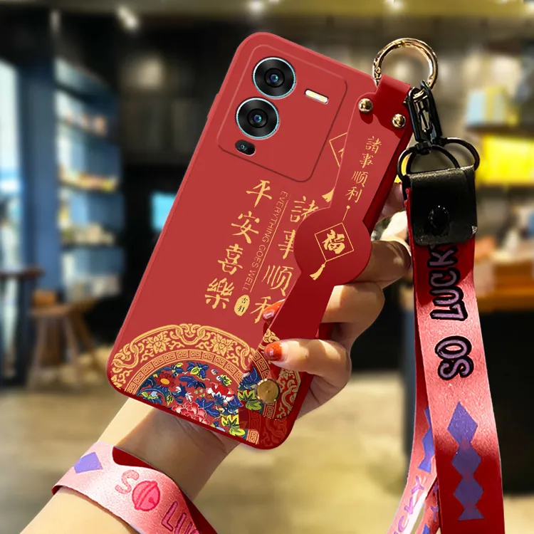 vivos15手机壳新款红s12诸事顺利腕带液态硅胶软壳s12pro全包防摔