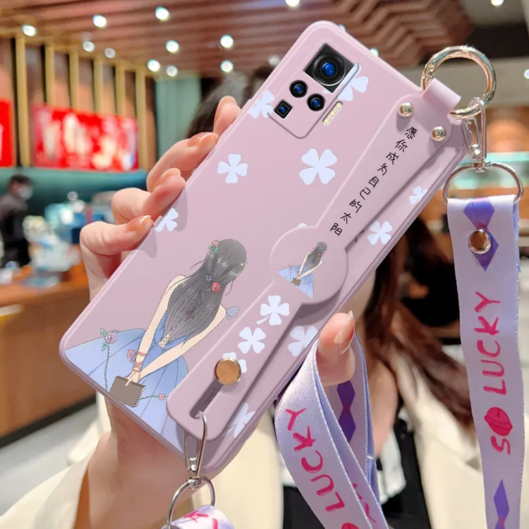 vivox50pro手机壳x50新款斜挎腕带背影女孩xnote液态硅胶软壳VIVO