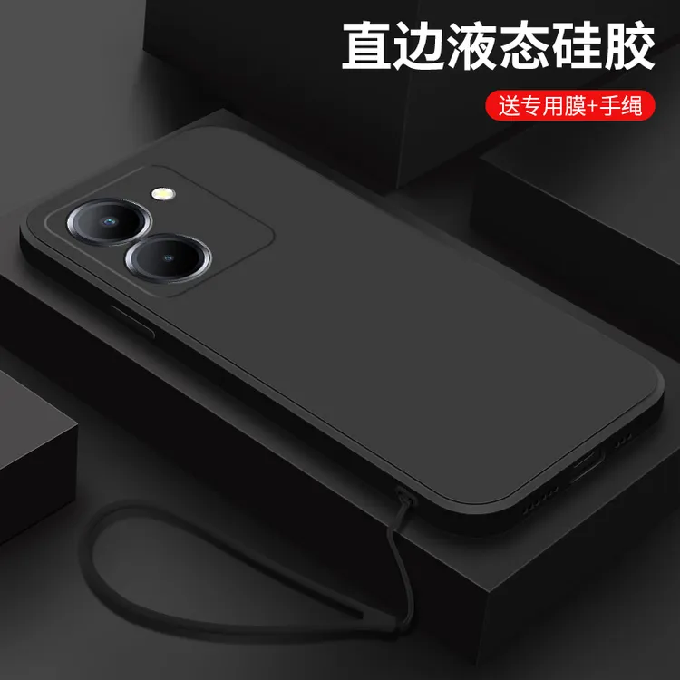 经典黑色vivoy78手机壳简约男y78+新款液态硅胶y78m纯色防摔y78t