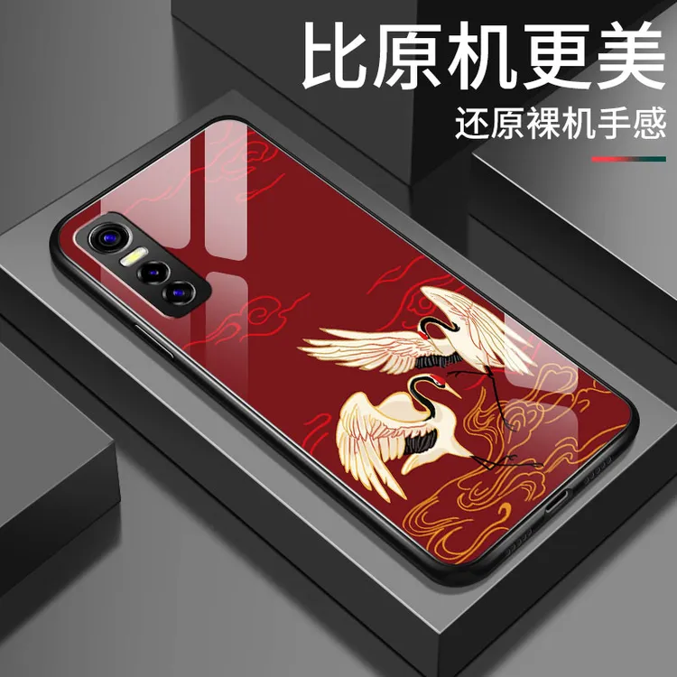vivos7手机壳新款s7e国潮仙鹤钢化玻璃vivos7t网红情侣镜头全包防