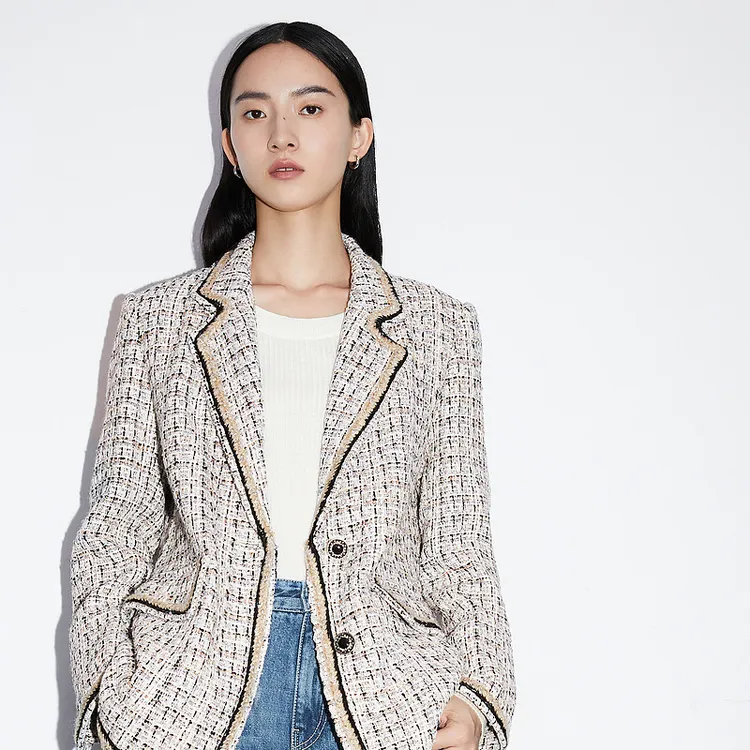 HS西装领香风外套秋季新款女装廓形显瘦高级感翻领气质上衣