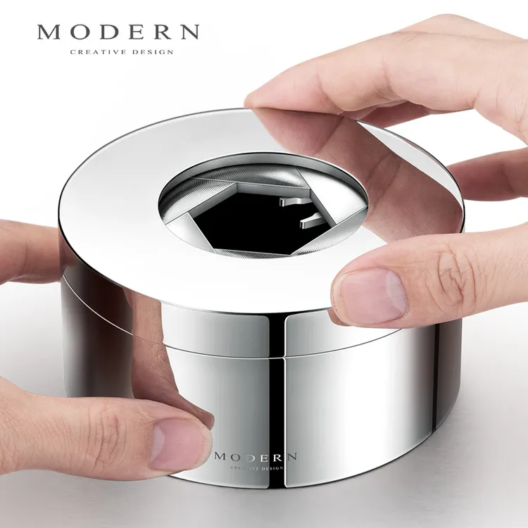 MODERN创意个性潮流烟灰缸不锈钢封闭式带盖防飞灰男礼品刻字定制