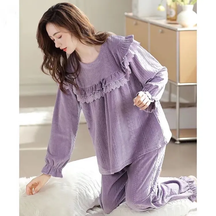 睡衣女春秋款珊瑚绒加厚加绒女款冬季大码秋冬海岛绒高级感家居服