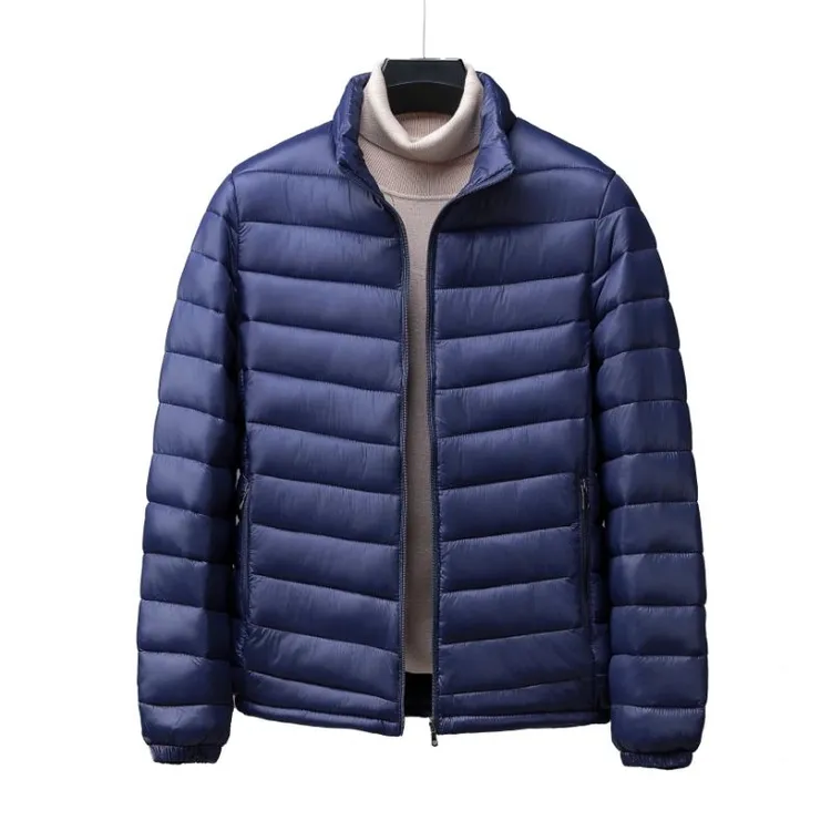 男款冬季轻薄棉服上衣保暖加厚立领连帽加肥大码外套修身羽绒棉服